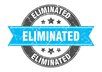 eliminated round stamp with ribbon. label sign