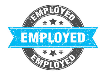 employed round stamp with ribbon. label sign