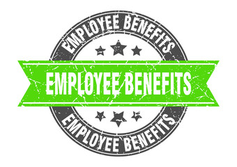 Obraz premium employee benefits round stamp with ribbon. label sign