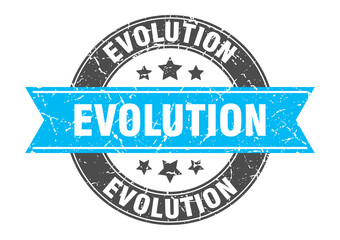 evolution round stamp with ribbon. label sign