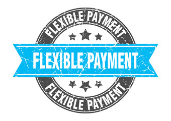 Fototapeta premium flexible payment round stamp with ribbon. label sign