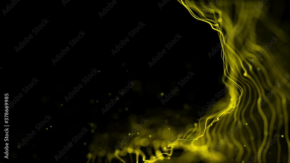 Wall mural beautiful golden particle line abstract background. golden particle lines fly around for a luxury ev