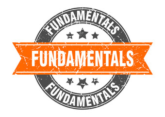 fundamentals round stamp with ribbon. label sign