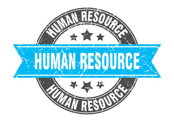 human resource round stamp with ribbon. label sign