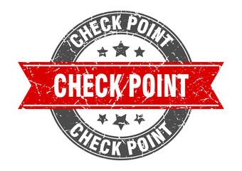 check point round stamp with ribbon. label sign