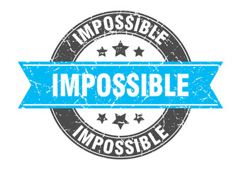 impossible round stamp with ribbon. label sign