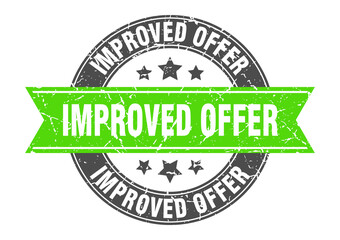 improved offer round stamp with ribbon. label sign