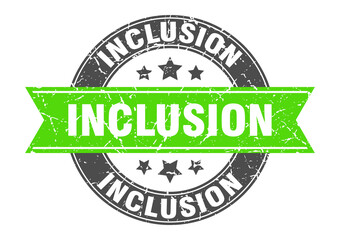 inclusion round stamp with ribbon. label sign