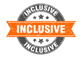 inclusive round stamp with ribbon. label sign