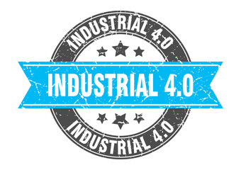 industrial 4.0 round stamp with ribbon. label sign