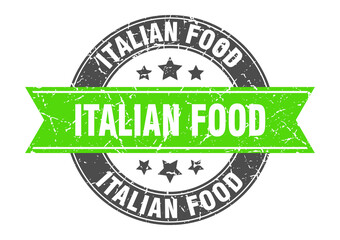 italian food round stamp with ribbon. label sign