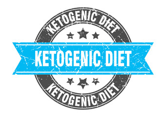 Fototapeta premium ketogenic diet round stamp with ribbon. label sign