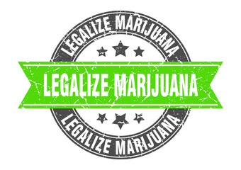 legalize marijuana round stamp with ribbon. label sign