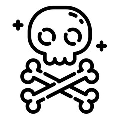 Skull And Bones Flat Icon Isolated On White Background