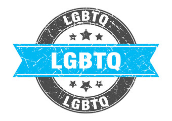lgbtq round stamp with ribbon. label sign