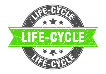 life-cycle round stamp with ribbon. label sign