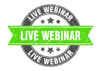live webinar round stamp with ribbon. label sign