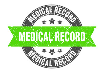 medical record round stamp with ribbon. label sign