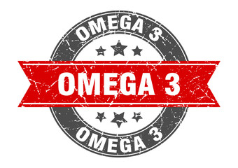 omega 3 round stamp with ribbon. label sign