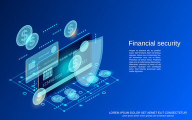 Financial security, online banking, money protection flat 3d isometric vector concept illustration © Ulvur