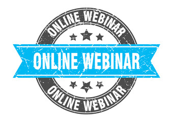 online webinar round stamp with ribbon. label sign