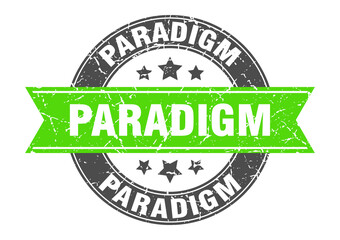 paradigm round stamp with ribbon. label sign