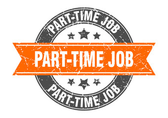 part-time job round stamp with ribbon. label sign