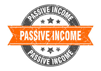 passive income round stamp with ribbon. label sign