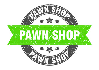 pawn shop round stamp with ribbon. label sign
