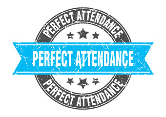 perfect attendance round stamp with ribbon. label sign