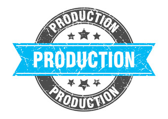 production round stamp with ribbon. label sign