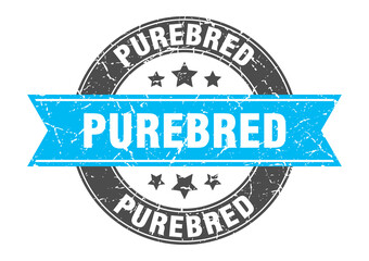 purebred round stamp with ribbon. label sign