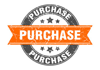 purchase round stamp with ribbon. label sign