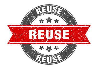 reuse round stamp with ribbon. label sign