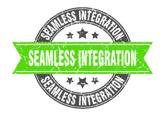 Obraz premium seamless integration round stamp with ribbon. label sign