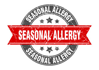 seasonal allergy round stamp with ribbon. label sign