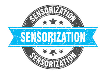 sensorization round stamp with ribbon. label sign