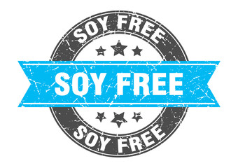 Fototapeta premium soy free round stamp with ribbon. label sign