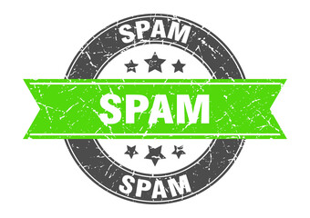 spam round stamp with ribbon. label sign