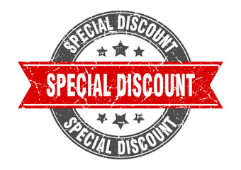 special discount round stamp with ribbon. label sign