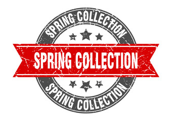 spring collection round stamp with ribbon. label sign