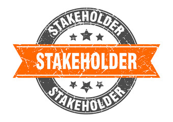stakeholder round stamp with ribbon. label sign