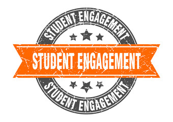 student engagement round stamp with ribbon. label sign