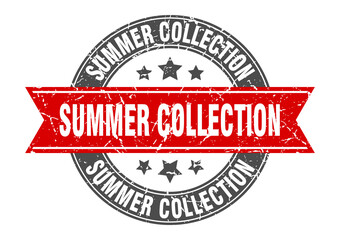 summer collection round stamp with ribbon. label sign