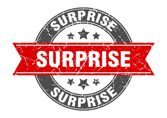 surprise round stamp with ribbon. label sign