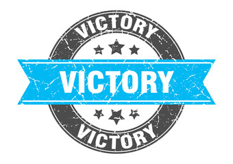 victory round stamp with ribbon. label sign