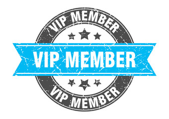 vip member round stamp with ribbon. label sign