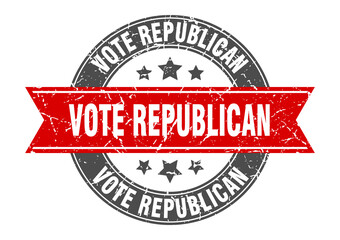 Obraz premium vote republican round stamp with ribbon. label sign