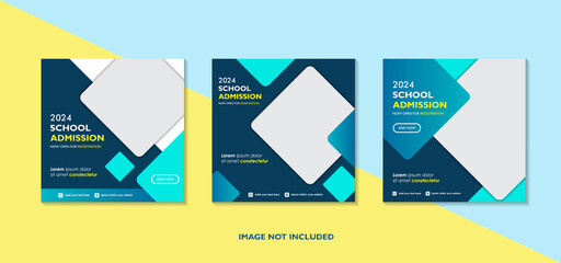 Geometric school education admission design for social media post template