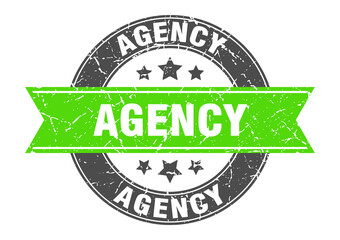agency round stamp with ribbon. label sign